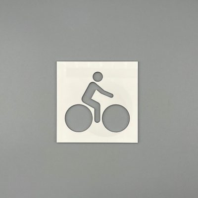 Pictogramme Vélo En Plexi blanc Pictogramme Vélo En Plexi blanc